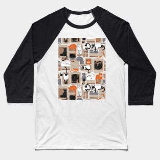 Purfect feline architecture // pattern // beige background cute cats in cardboard boxes Baseball T-Shirt